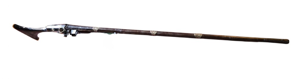 A fine Moroccan Snaphance Jezail Musket with silver Inlay Decoration. Circa 1889 View IV