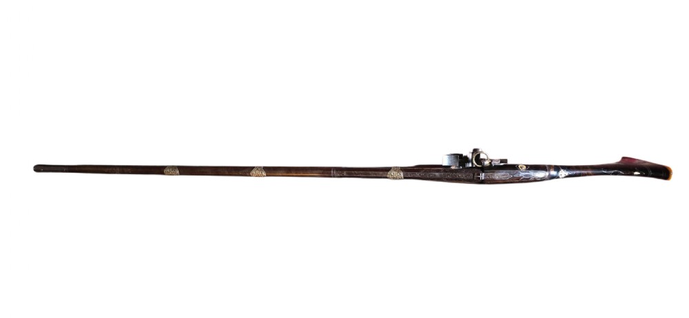 A fine Moroccan Snaphance Jezail Musket with silver Inlay Decoration. Circa 1889 View VIII