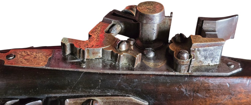 A fine Moroccan Snaphance Jezail Musket with silver Inlay Decoration. Circa 1889 View XI