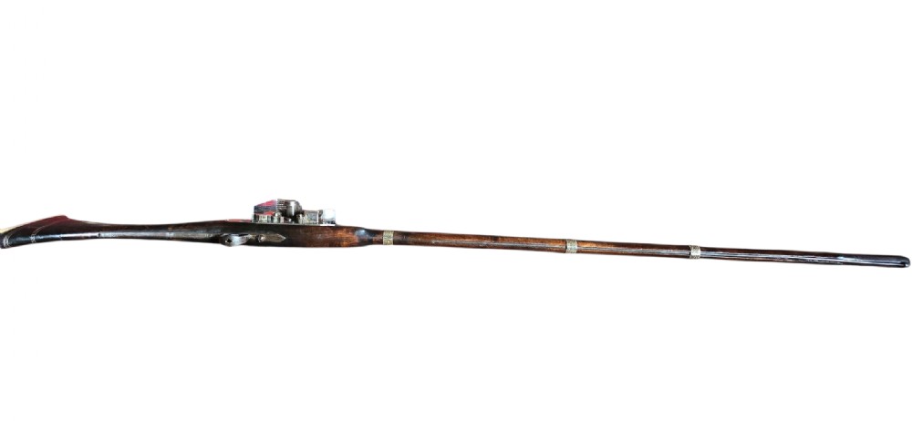 A fine Moroccan Snaphance Jezail Musket with silver Inlay Decoration. Circa 1889 View XII