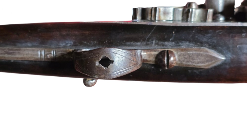 A fine Moroccan Snaphance Jezail Musket with silver Inlay Decoration. Circa 1889 View XIV