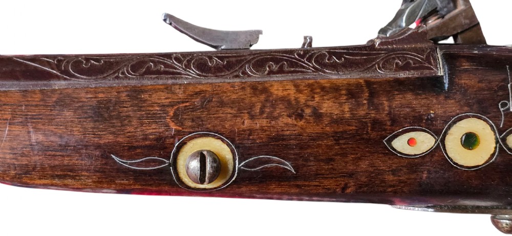 A fine Moroccan Snaphance Jezail Musket with silver Inlay Decoration. Circa 1889 View XIX