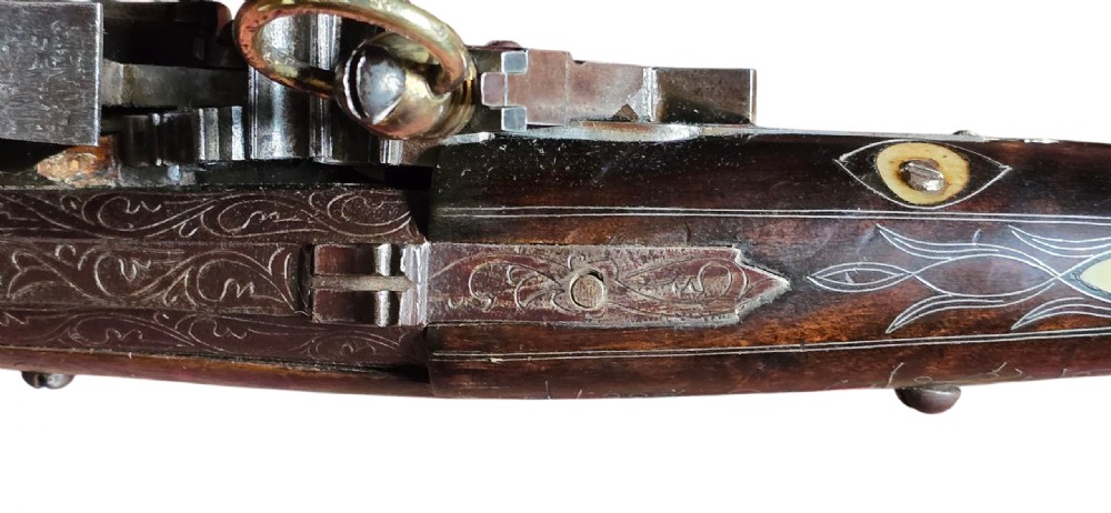 A fine Moroccan Snaphance Jezail Musket with silver Inlay Decoration. Circa 1889 View XXVI