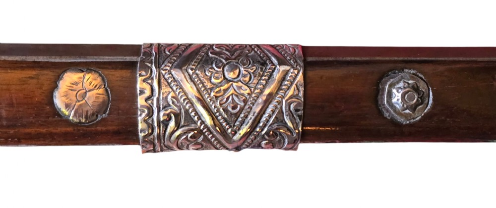 An 18th century Ottoman Algerian toe-lock long gun featuring a slender wooden stock decorated with brass bands and bone inlays. View XI