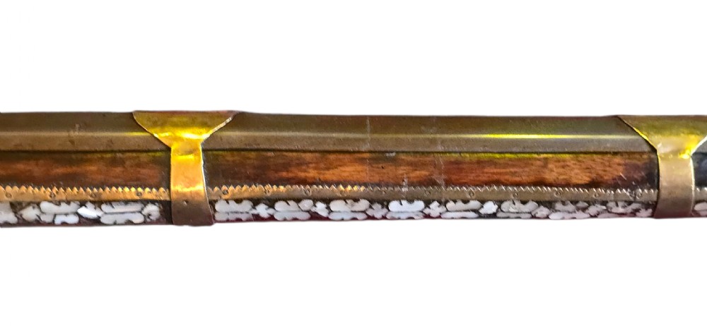 Fine Indo - Muslim Flintlock Musket/Jezail, extensively decorated with inset brass and Mother-of-Pearl Inlay, complete with Afghan stock c.1780–1820 View IX