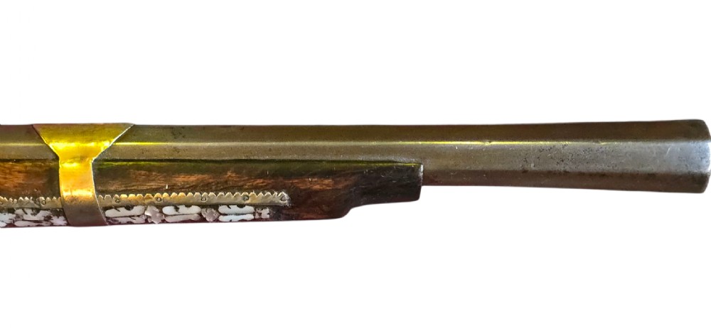 Fine Indo - Muslim Flintlock Musket/Jezail, extensively decorated with inset brass and Mother-of-Pearl Inlay, complete with Afghan stock c.1780–1820 View X