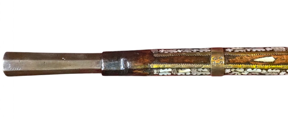 Fine Indo - Muslim Flintlock Musket/Jezail, extensively decorated with inset brass and Mother-of-Pearl Inlay, complete with Afghan stock c.1780–1820 View XIX