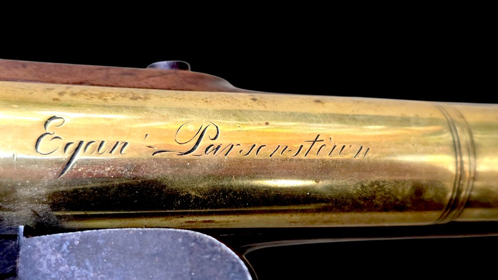 Rare 18th Century Irish Flintlock Blunderbuss with Spring Bayonet by the Renowned Irish Gunsmith EGAN, PARSONSTOWN (Birr). View II