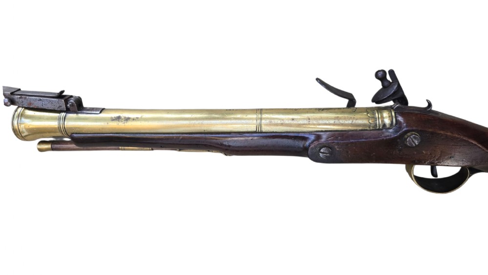Rare 18th Century Irish Flintlock Blunderbuss with Spring Bayonet by the Renowned Irish Gunsmith EGAN, PARSONSTOWN (Birr). View VI