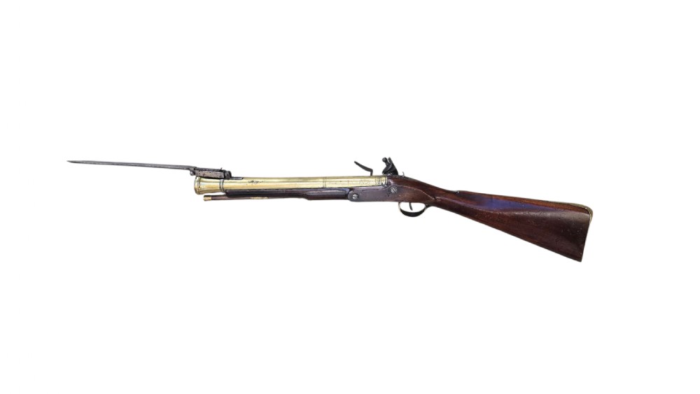 Rare 18th Century Irish Flintlock Blunderbuss with Spring Bayonet by the Renowned Irish Gunsmith EGAN, PARSONSTOWN (Birr). View X
