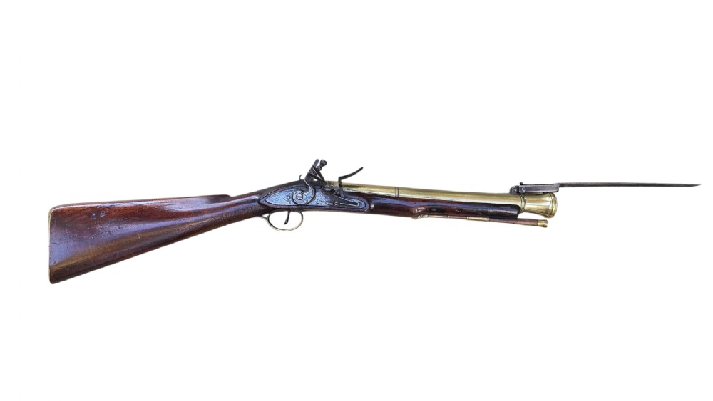 Rare 18th Century Irish Flintlock Blunderbuss with Spring Bayonet by the Renowned Irish Gunsmith EGAN, PARSONSTOWN (Birr). View XX