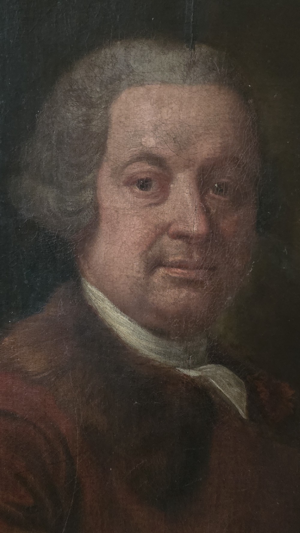 18th Century English Oil on Canvas Portrait of a Gentleman, c.1750 — Unlined Original Georgian Canvas View VIII