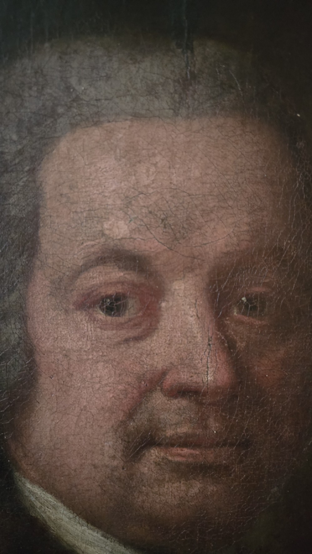 18th Century English Oil on Canvas Portrait of a Gentleman, c.1750 — Unlined Original Georgian Canvas View XI