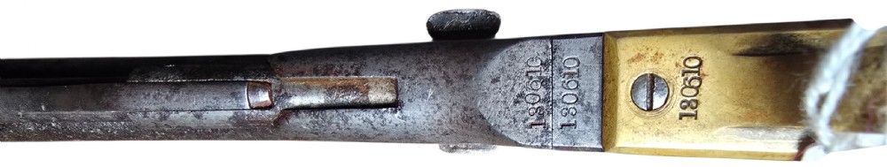 A 19th-century Colt Model 1860 Army percussion revolver featuring a steel barrel, creeping lever mechanism, brass trigger guard, and dark walnut grip. View XIII