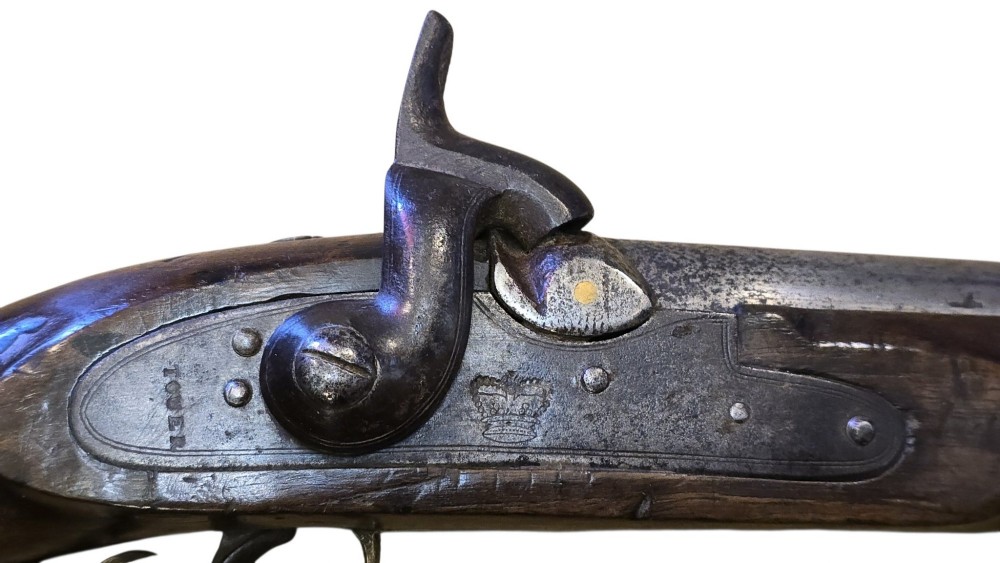 Mid-19th Century British Tower Percussion Cavalry Horse Pistol, Birmingham Proofs & lock bearing a crown and 'Tower' marking. View II