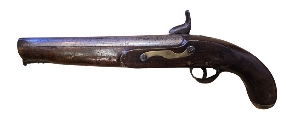 Mid-19th Century British Tower Percussion Cavalry Horse Pistol, Birmingham Proofs & lock bearing a crown and 'Tower' marking. View V