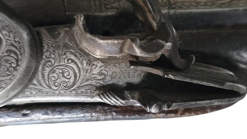Early 19th-Century Albanian Balkan Flintlock Holster Pistol, 18-Bore with possibly the name “Spilloin” or similar engraved on the lock. View XI