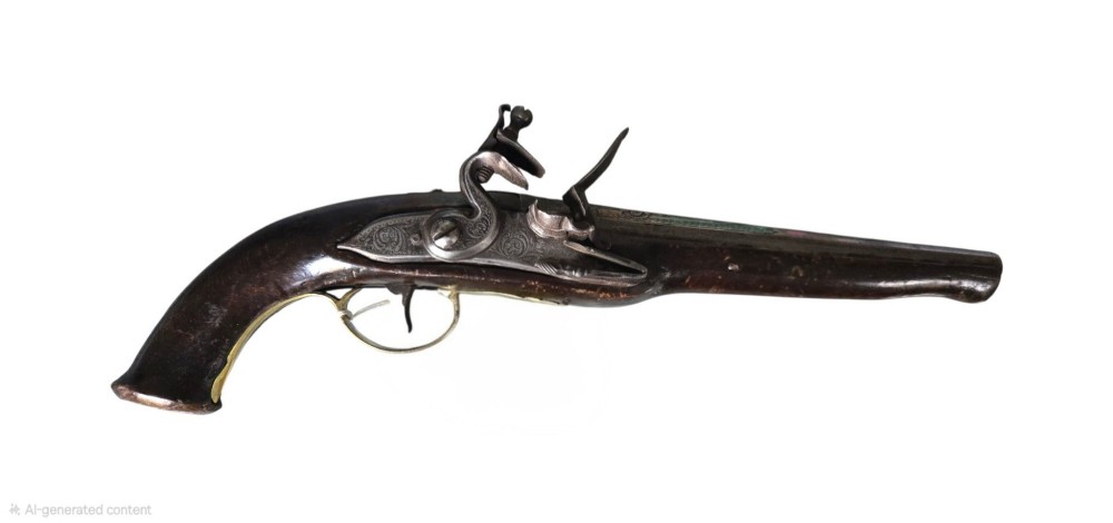 Early 19th-Century Albanian Balkan Flintlock Holster Pistol, 18-Bore with possibly the name “Spilloin” or similar engraved on the lock. View XII