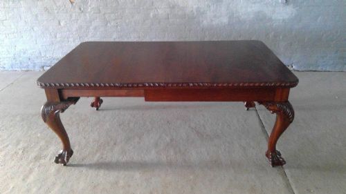 fine quality antique Chippendale  revival  style mahogany draw leaf  dining table of handy size fitted with 2 detactchable leaves,supported on finely carved robust cabriole shaped legs
