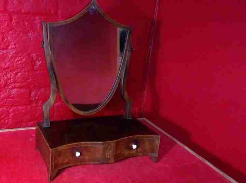 a fine  mahogany serpentine fronted Sheraton period  sheild backed shaped dressing table  mirror.of good original color.circa.1780