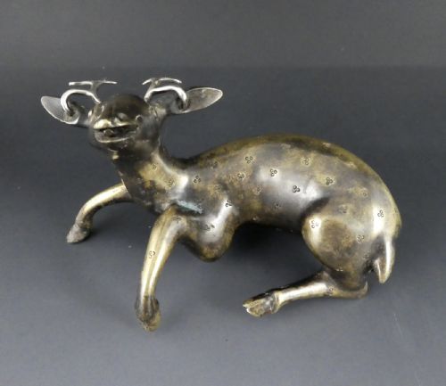 Chinese Bronze Deer Joss Stick Holder. C.1600. Ming Dynasty.