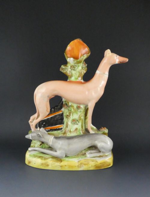 Staffordshire Pottery Greyhounds Spill Vase, C. 1860