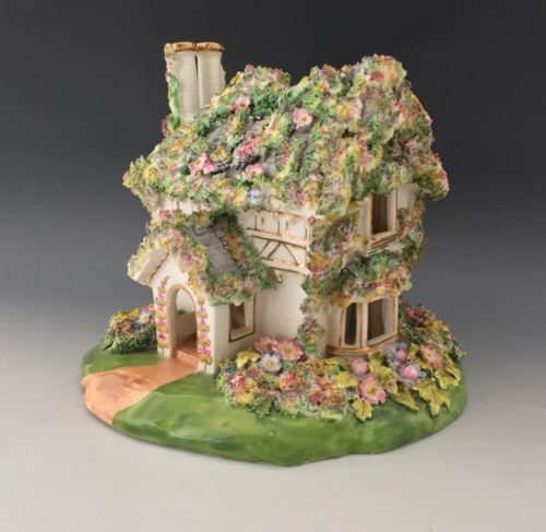 Fine English Porcelain Cottage Pastille Burner. Possibly Spode, C. 1830