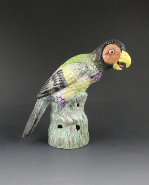 Chinese Porcelain Parrot. Famille Rose Decoration. Jiaqing Period, C. 1800.