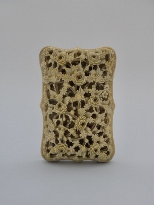 Chinese Carved Ivory Card Case of Large Size, Canton, C. 1820.