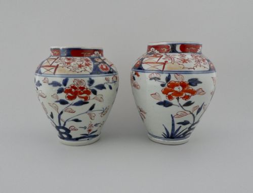 Pair Japanese Imari Jars. Arita, C. 1700. Genroku Period.