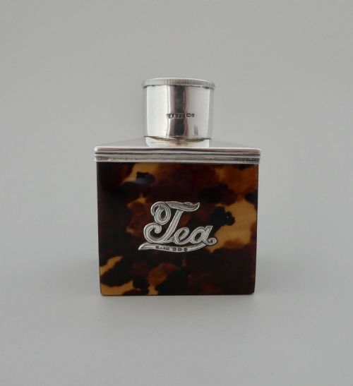 Silver and Tortoiseshell Tea Caddy, Chester 1894.