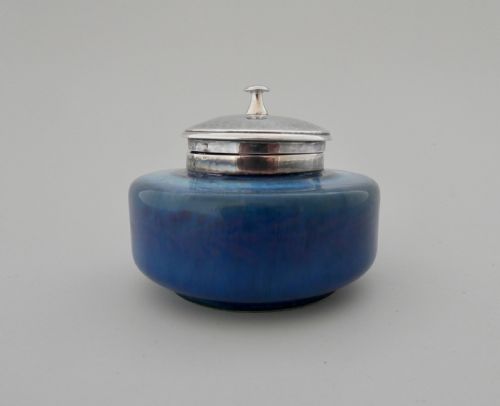 Ruskin Inkwell C. 1900, with Later Guild of Handicraft Silver Mounts.