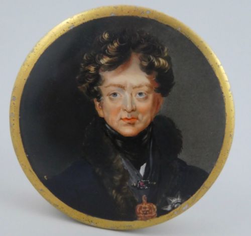 English Porcelain Box Painted with the Prince Regent, C. 1815.