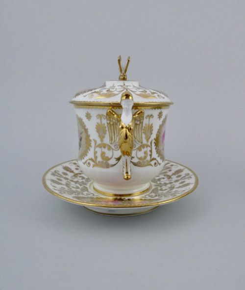 fig 1. Pair of Coalport porcelain covered cups and stands, c. 1830.