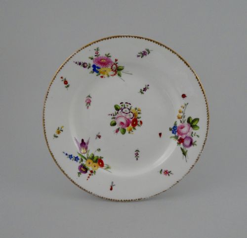 Nantgarw Porcelain Dish. Flower Painted. C. 1820.