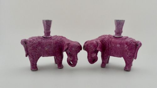 Pair Chinese Porcelain Elephants, C. 1860. Qing Dynasty.