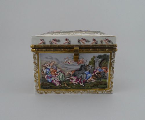 Capo Di Monte Style Casket. Mythological Scenes. C. 1890