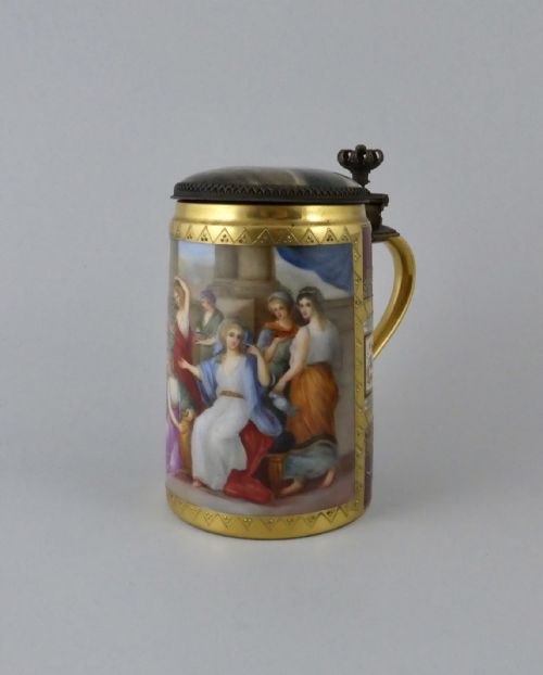 Vienna Porcelain Tankard. Mythological Scenes, C. 1900.