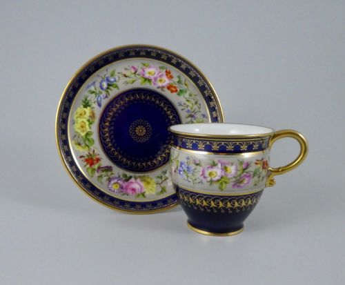Sevres Porcelain Cup and Saucer, Dated 1854.