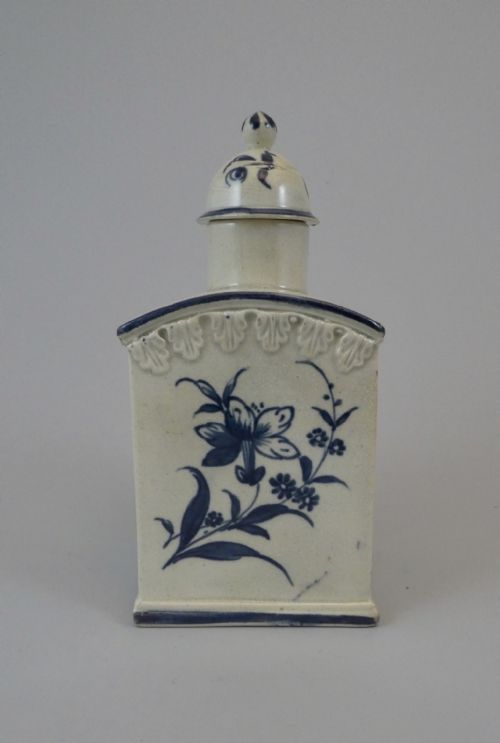Liverpool Pearlware Tea Caddy & Cover, C. 1790.