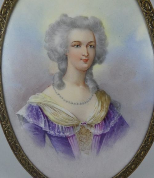 Sevres Porcelain Plaque. Marie Antoinette, Dated 1844.