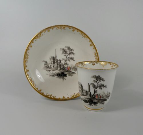 Vienna Porcelain Chocolate Cup and Saucer, C. 1760.