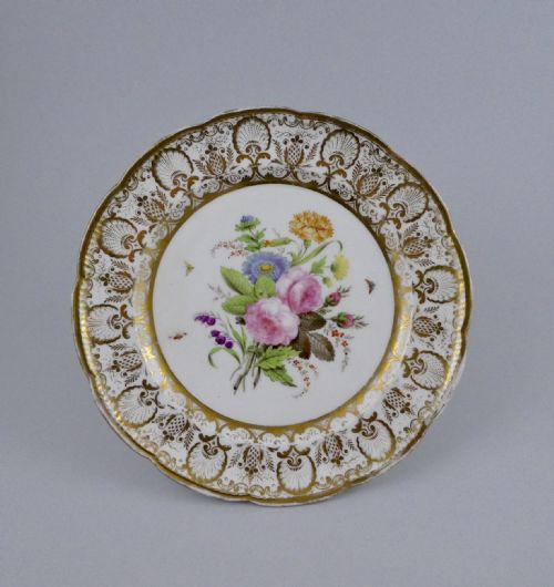 Nantgarw Porcelain Dish. Flowers and Insects, C. 1815.