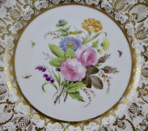 fig 1. Nantgarw porcelain dish. Flowers and insects, c. 1815.