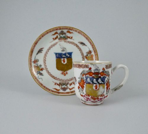 Chinese Armorial Cup and Saucer. Frederick, Baronets of Westminster, C. 1724.