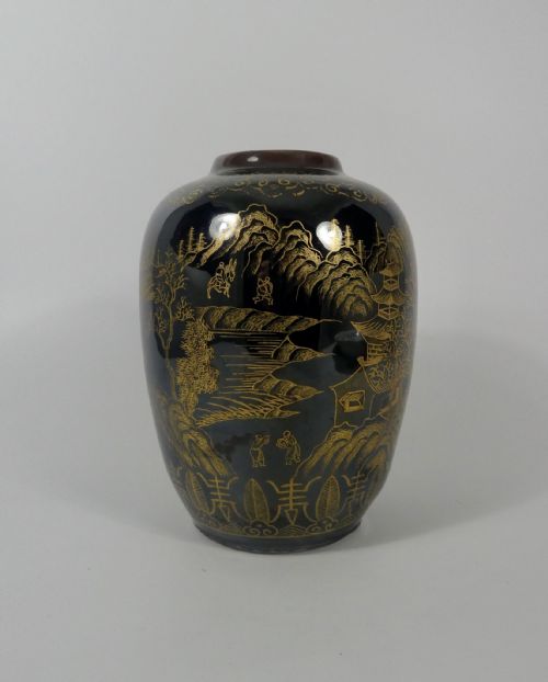 Chinese Porcelain ‘Mirror Black’ , Vase. 19th Century. Qing Dynasty.