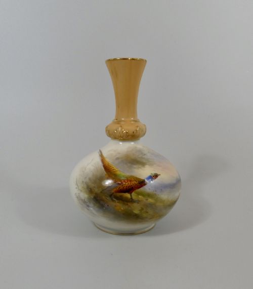 Royal Worcester Vase. Pheasant, Signed Jas. Stinton, Dated 1903.