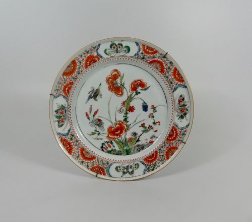 Chinese Porcelain Plate. Famille Verte Decoration, C. 1720. Kangxi Period.