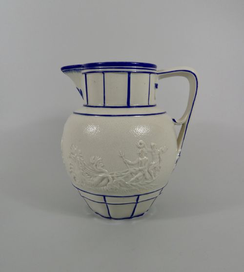 English Felspathic Pottery Jug, Nelson and the Victory, C. 1805.