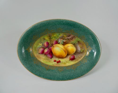 Royal Worcester Porcelain Dish. Fruit Study, by Thomas Lockyer, Dated 1935.